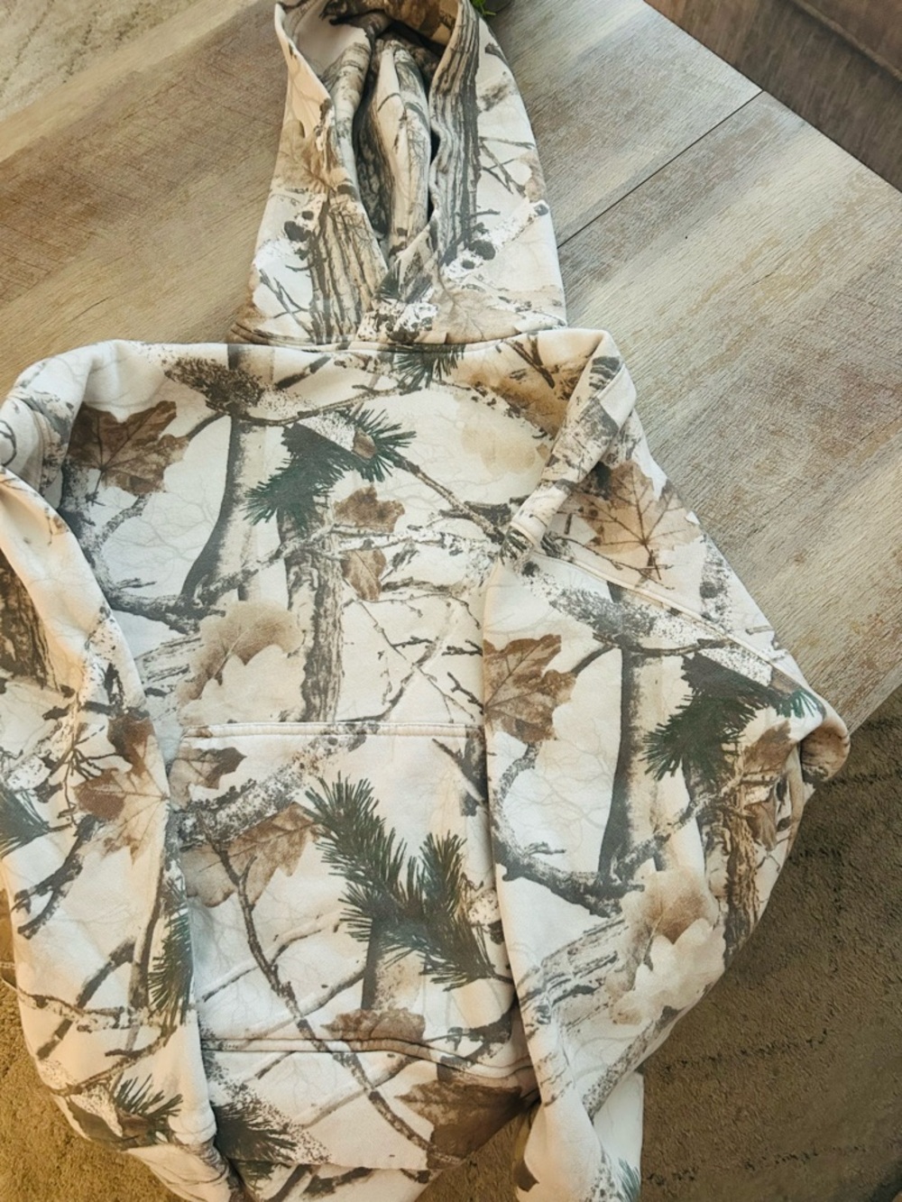 Hollister Cream, Brown & Green Camouflage Hoodie